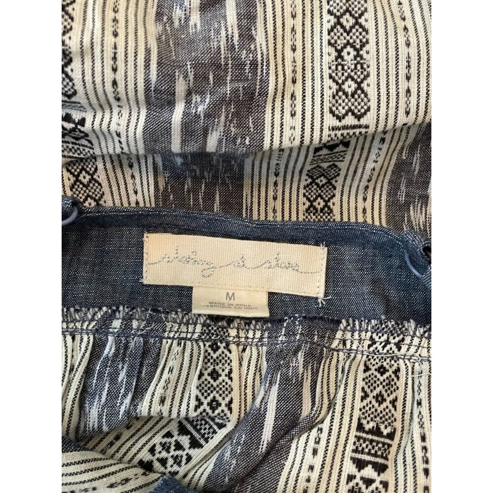 Anthropologie Vintage-Inspired Y2K Navy & Ivory Boho Tribal Print Dress Halter N - Picture 3 of 16